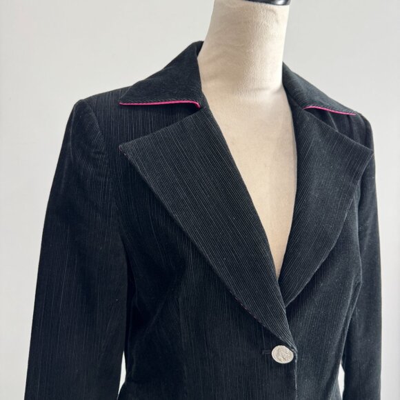 Alice + Olivia Vintage Black Corduroy Blazer, Size M - Picture 4 of 17